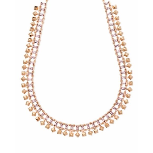 💕KENDRA SCOTT💕 Oscar Rose Gold Choker Necklace Blush Crystal NWT - Picture 9 of 14
